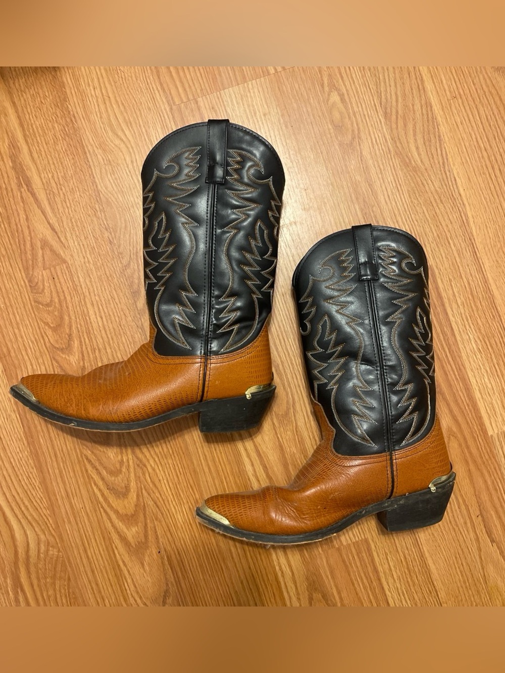 Laredo Texas Brown and Black Shaft Two-Tone Western Cowboy Boots
